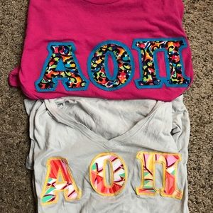 ALpha omicron pi letter shirts